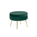 Kép 1/2 - Luxus zsámoly/puff, smaragd Velvet szövet/króm arany, Art-deco, NOBLIN TYP 1