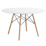 Kép 1/6 - Étkezőasztal, fehér/matt/bükk, átmérő 120 cm, DEMIN NEW