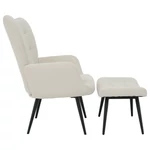 Kép 4/16 - HABEN fehér velvet lábtartós fotel