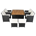 Kép 4/24 - Elegáns fekete/krémszínű rattan bútorkészlet