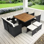 Kép 23/24 - Kerti rattan szett  akácfa  fekete/krémszínű/természetes  MELFORD