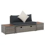 Kép 1/13 - Kerti rattan szett, szürke/természetes/krémszínű, DEBRA