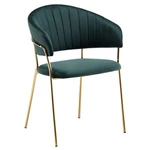 Kép 1/5 - Design étkezőszék, sötétzöld Velvet szövet/gold króm arany, DASMIN TYP 1