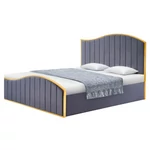 Kép 1/12 - Ágy ráccsal, 180x200, sötétszürke Velvet szövet/gold arany króm, GEORGIA