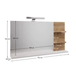 Kép 2/3 - Világos LED-es világítással fehér/artisan tölgyben.  CUBO CUB04 tükör