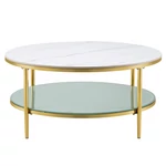 Kép 1/6 - Dohányzóasztal, világos márvány/tejes/gold króm-arany, ENION 2 NEW