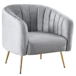 Kép 1/6 - Design fotel, szürke Velvet szövet/gold króm-arany, BAGY