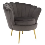 Kép 1/19 - Art-deco stílusú fotel, szürkésbarna Velvet szövet/gold arany króm, NOBLEO