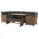 Kép 1/36 - Kerti rattan szett, szürkésbarna/világosbarna, SAGIR