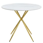 Kép 1/4 - Étkezőasztal, fehér márvány/gold arany króm, átmérő 90 cm, MEKNER