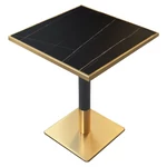 Kép 1/4 - Étkező bisztró asztal, fekete márvány/fekete/arany, 70x70 cm, PRESTON