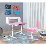 Kép 31/32 - Növekvő íróasztal és szék  rózsaszín/fehér  set ZION