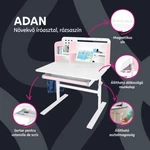 Kép 2/30 - ADAN növekvő íróasztal rózsaszín-fehér színkombinációban