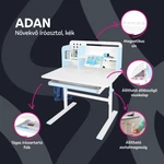 Kép 2/30 - ADAN növekvő íróasztal kék-fehér színben