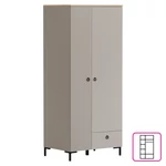 Kép 1/9 - Szekrény, szürkésbarna Taupe/silverjack tölgy, DOMCA 2D1S