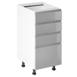 Kép 1/7 - Alsószekrény, fehér/szürke extra magasfényű HG, AURORA D40S4