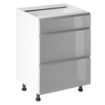 Kép 1/7 - Alsószekrény, fehér/szürke extra magasfényű HG, AURORA D60S3