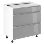 Kép 1/7 - Alsószekrény, fehér/szürke extra magasfényű HG, AURORA D80S3