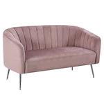 Kép 1/5 - Design kétszemélyes kanapé, rózsaszín Velvet szövet/króm-ezüst, BAGY