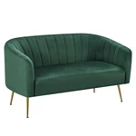 Kép 1/5 - Design kétszemélyes kanapé, sötétzöld Velvet szövet/gold króm-arany, BAGY