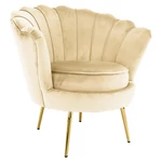 Kép 1/19 - Art-deco stílusú fotel, bézs Velvet szövet/gold arany króm, NOBLEO