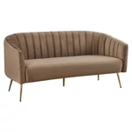 Kép 1/8 - Design 3-as ülés kanapé, barna bársony szövet/arany króm-arany, BAGY