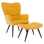 Kép 1/17 - Fotel lábtartóval, sárga Velvet szövet/fekete, HABEN