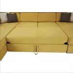 Kép 9/15 - Luxus kivitelű ülőgarnitúra, sárga/barna párnák, balos, MARIETA U