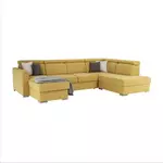 Kép 8/15 - Luxus kivitelű ülőgarnitúra, sárga/barna párnák, jobbos, MARIETA U