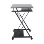 Kép 4/14 - Mozgatható számítógépasztal/Gamer asztal kerekekkel, fekete, TARAK