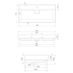 Kép 5/5 - TMP LUX 100 fali fürdőszobabútor - CeraStyle SHARP FEKETE mosdóval - 1 csaplyukkal - 100 x 48 cm