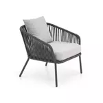 Kép 14/19 - ROCCA kerti garnitúra (kanapé + 2 szék + dohányzóasztal), sötétszürke/világosszürke