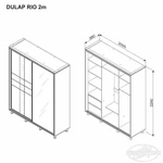 Kép 2/62 - Tolóajtós gardróbszekrény RIO 2.0 m Kombinált grafit - 2. kép