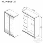 Kép 2/62 - Tolóajtós gardróbszekrény VENUS 1.2 m Tükör grafit - 2. kép