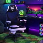 Kép 2/7 - Bing Forgós Gamer Szék lábtartóval fekete fehér
