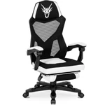 Kép 1/7 - BING Forgós Gamer Szék Lábtartóval Fekete/Fehér