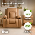 Kép 3/18 - Masszázsfotel BOX kinyitható pufával Karamell öko-bőr