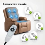 Kép 4/18 - Masszázsfotel BOX kinyitható pufával Karamell öko-bőr