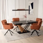 Kép 3/10 - Elegáns kerekasztal diófa és fekete márvánnyal