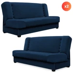 Kép 1/7 - 2 db-os PIANO Átalakítható Kanapéágy Sötétkék Bársony