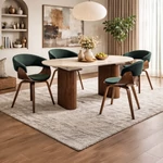 Kép 1/2 - OVAL Kihúzható Asztal 90-220 cm Travertin/Diófa
