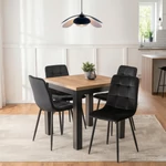 Kép 1/14 - MAX Étkezőgarnitúra 80-160 cm Craft Tölgy/Fekete + 4 PERU Fekete Szék