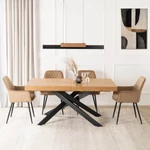 Kép 1/17 - HAMPTON Étkezőgarnitúra 160-240 cm Tölgy/Fekete + 4 BRESSO Szék
