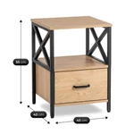 Kép 8/8 - LOGAN éjjeliszekrény 40 cm, tölgy/fekete
