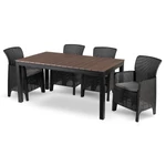 Kép 1/13 - Kerti bútorkészlet Asztal ARGOS 160-260 cm Orzech i 4 Fotele FRESNO Czarne