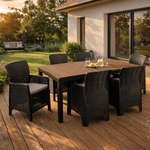 Kép 2/13 - Kerti bútorkészlet Asztal ARGOS 160-260 cm Orzech i 6 Foteli FRESNO Feketech