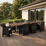 Kép 2/13 - Kerti bútorkészlet Asztal ARGOS 160-260 cm Orzech i 8 Foteli FRESNO Feketech