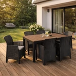 Kép 2/14 - Kerti bútorkészlet Asztal ARGOS 140-180 cm Orzech i 6 Foteli FRESNO Feketech