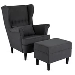 Kép 1/10 - EVAN 2 Lounge Fotel Lábtartóval Sötétszürke