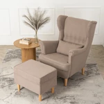 Kép 3/16 - Elegáns bézses loungesofa lábtartóval